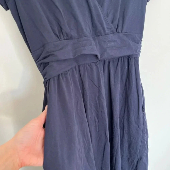 Amazon Navy  Blue Flutter Sleeve Wrap Dress size medium - Picture 4 of 6